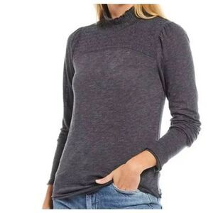 Free People WE THE FREE Size XS Caroline Top ruched turtleneck Grey